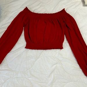 Long sleeve red crop top